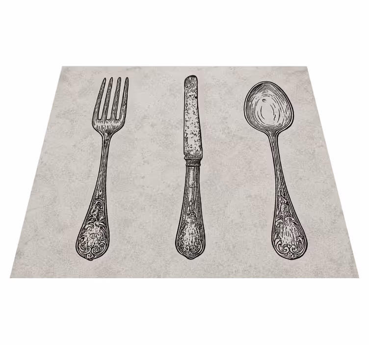 Alfombra vinílica cocina cuchillería gris - TenVinilo