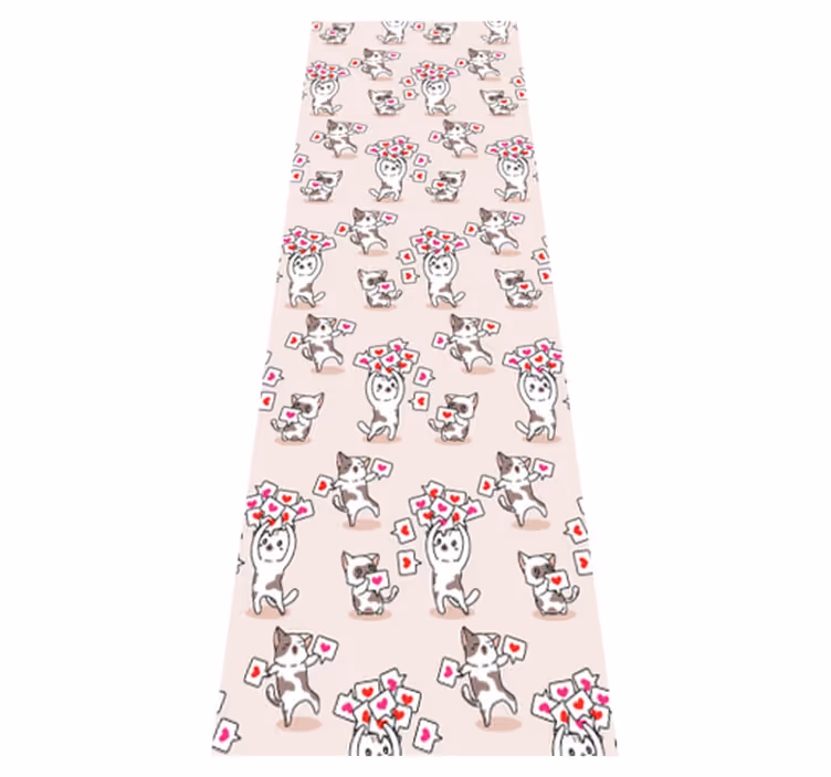 Alfombra vinílica dormitorio gatos con corazones - TenVinilo