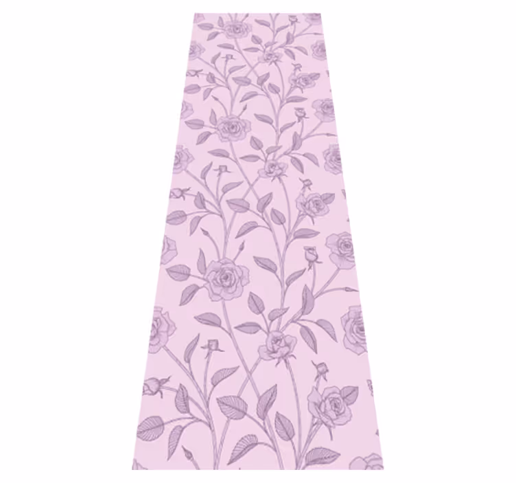 Alfombra vinílica dormitorio pintura vintage rosas púrpuras - TenVinilo