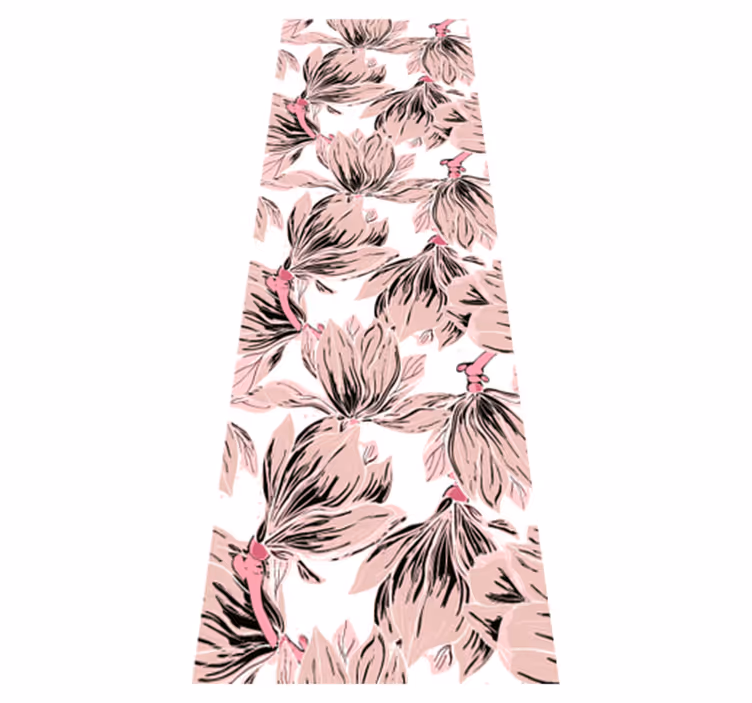 Alfombra vinílica dormitorio magnolias blancas y rosas - TenVinilo