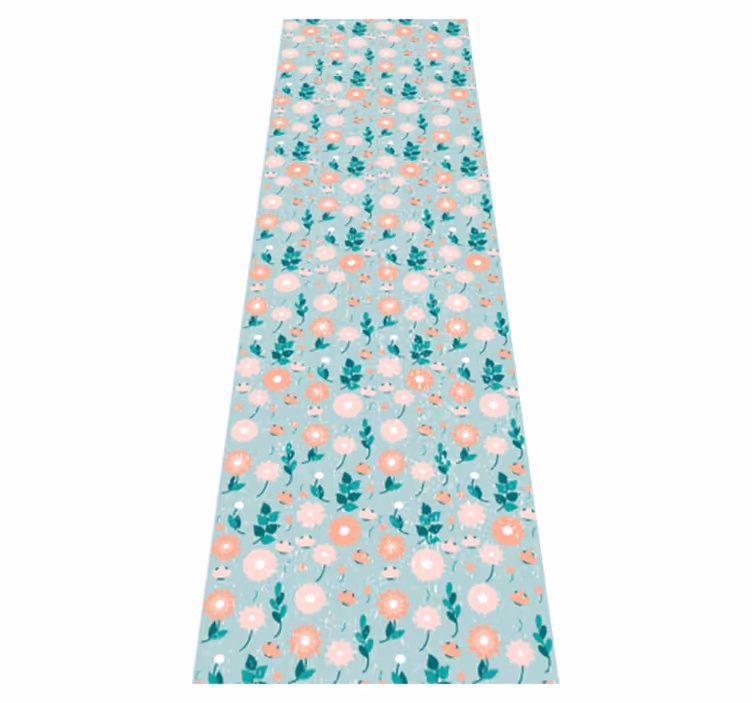 Alfombra vinílica dormitorio azul floral shabby chic - TenVinilo