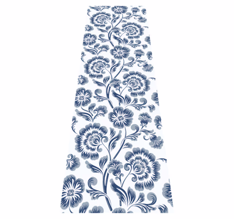 Alfombra vinílica dormitorio flores azules grandmillenial - TenVinilo