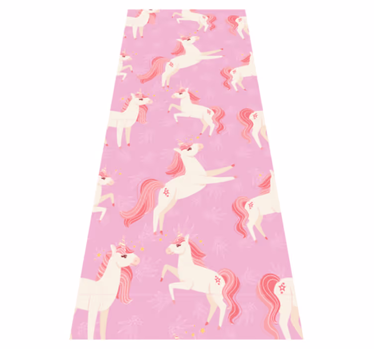 Alfombra vinílica dormitorio unicornio pastel con plantas - TenVinilo