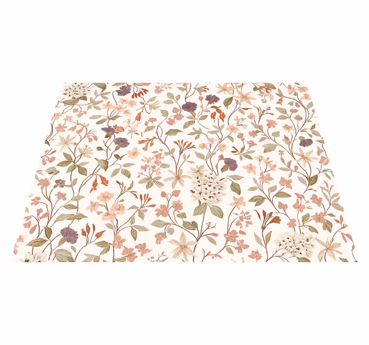 Alfombra vinílica dormitorio diseño flor rosa - TenVinilo
