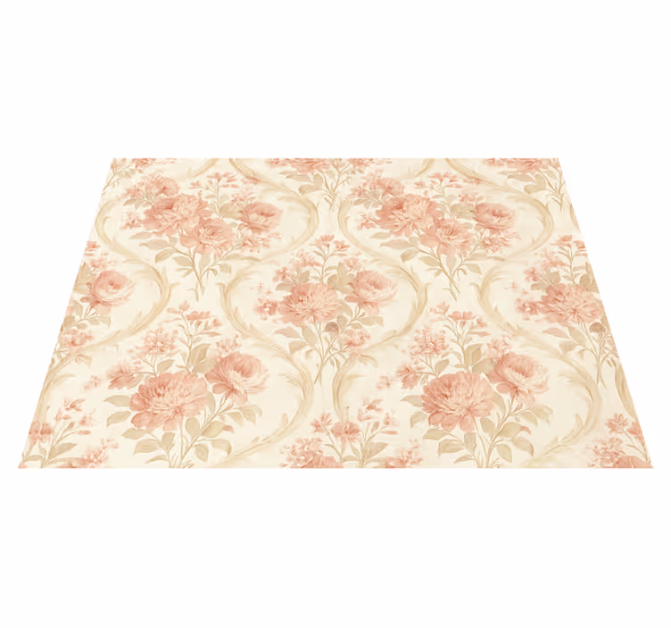 Alfombra vinílica dormitorio diseño floral vintage lijado - TenVinilo