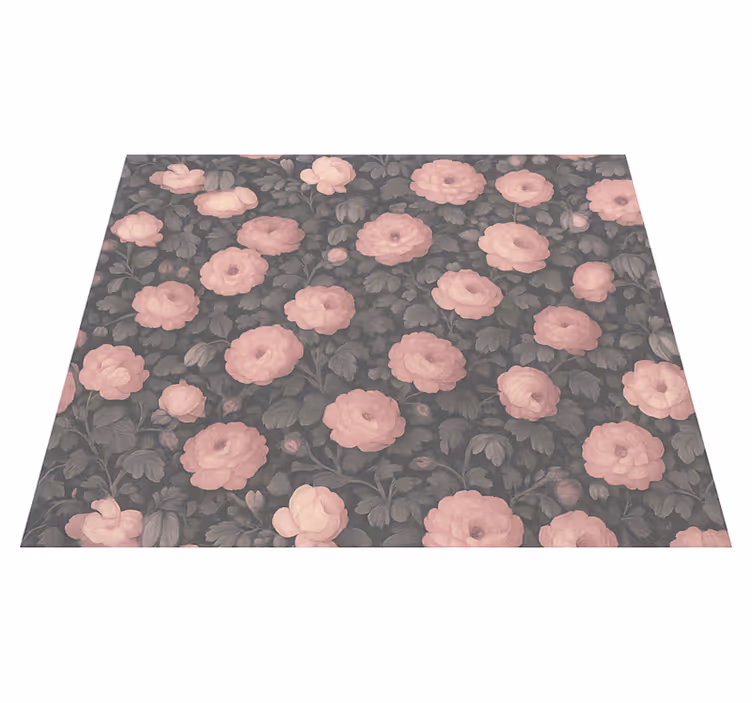 Alfombra vinílica dormitorio diseño floral rosa viejo - TenVinilo