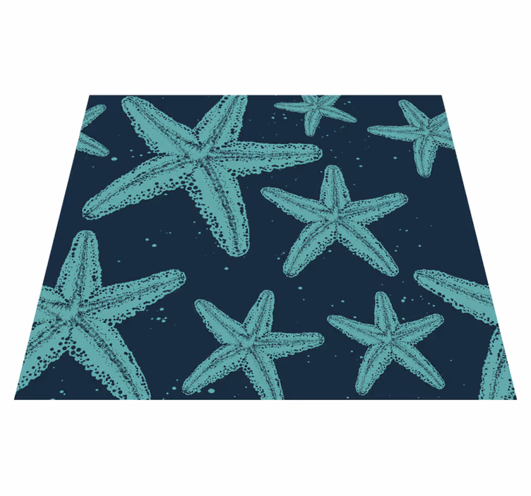 Alfombra vinílica dormitorio estrella de mar azules - TenVinilo