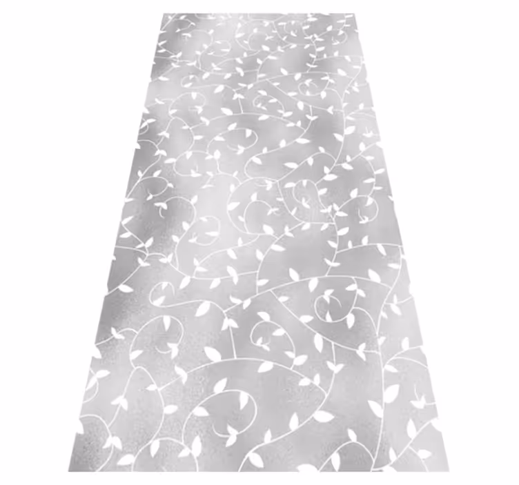 Alfombra vinílica dormitorio ramas blancas y plateadas - TenVinilo