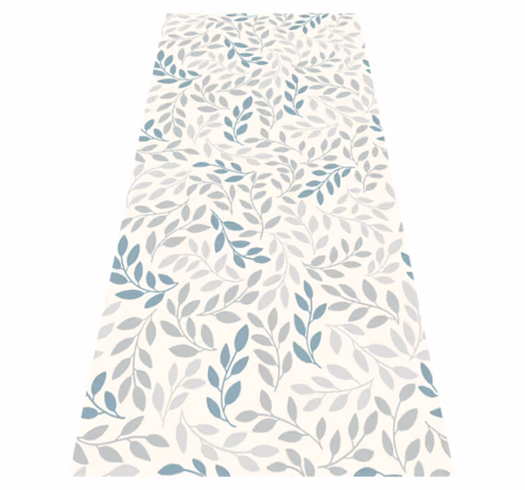 Alfombra vinílica dormitorio azul degradado hojas pequeñas - TenVinilo
