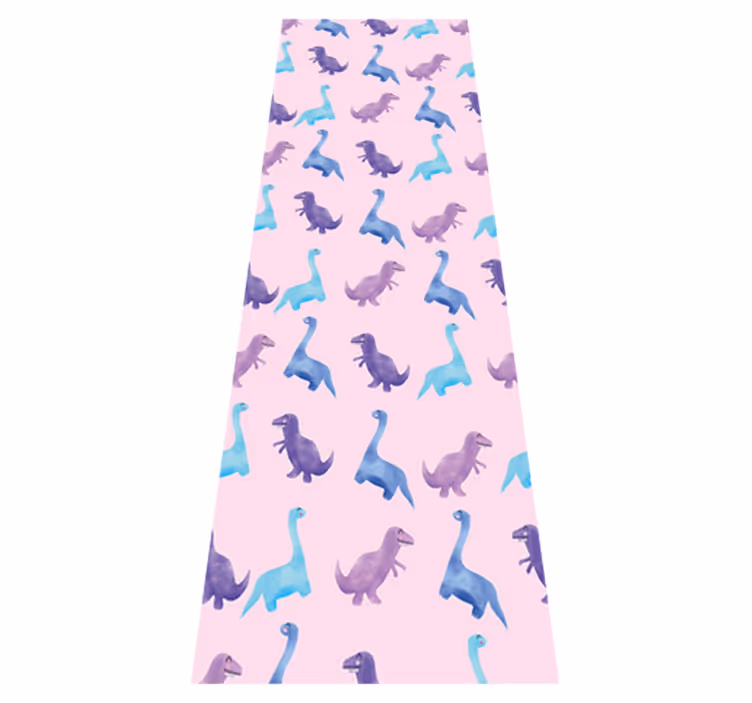 Alfombra vinílica dormitorio dinosaurios rosas sobre fondo - TenVinilo