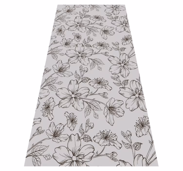 Alfombra vinílica dormitorio flores negras sobre gris - TenVinilo