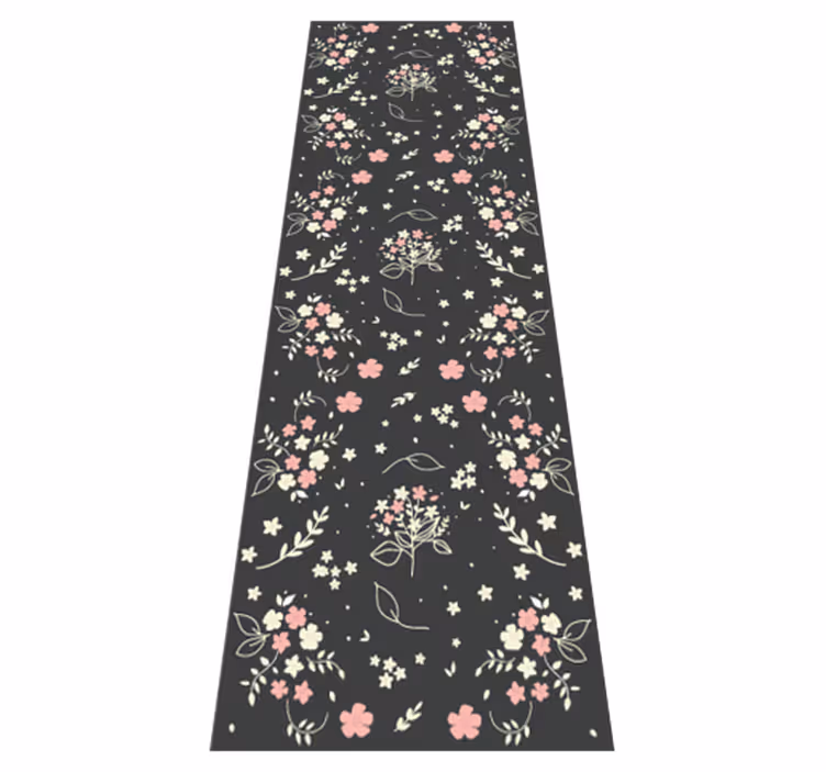 Alfombra vinílica dormitorio fondo gris con rosa - TenVinilo