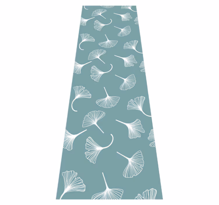 Alfombra vinílica nórdica patrón hojas ginkgo azul claro - TenVinilo