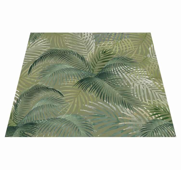 Alfombra vinílica naturaleza diseño hojas verdes - TenVinilo