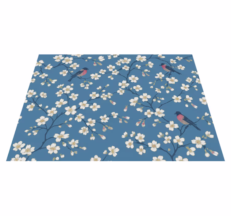 Alfombra vinílica naturaleza aves del huerto azul - TenVinilo