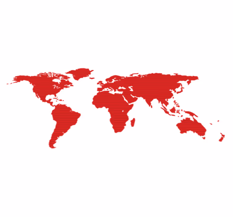 Alfombra vinílica mapamundi vinilo mapa mundi rojo líneas - TenVinilo