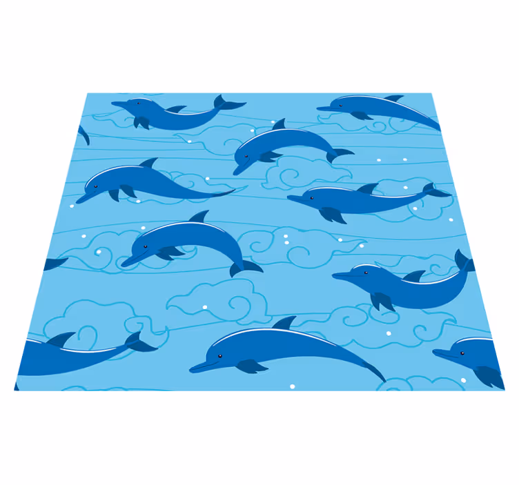 Aflombra vinílica animales cielo con nubes y delfines - TenVinilo