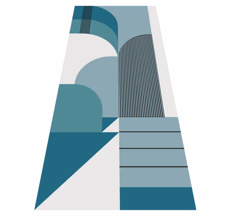 Alfombra vinílica moderna diseño urbano geométrico azul - TenVinilo