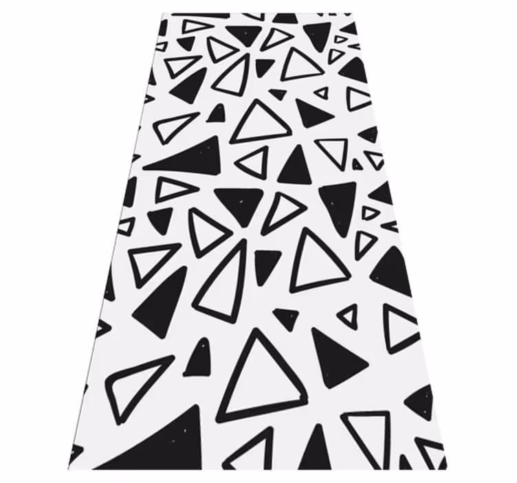 Alfombra vinílica imitación triángulo negro y blanco - TenVinilo