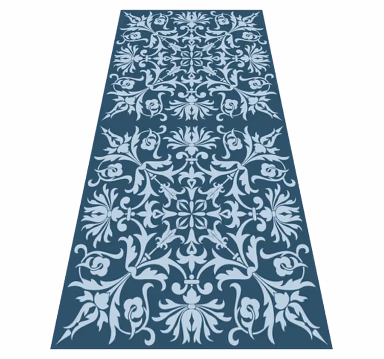 Alfombra vinílica vintage patrón azul provincial - TenVinilo