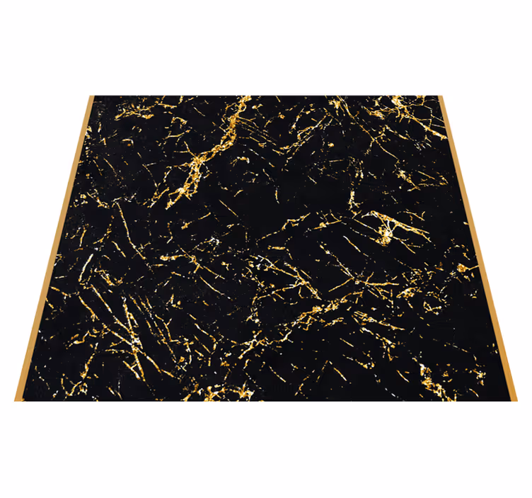 Alfombra vinílica imitación mármol negro y dorado - TenVinilo