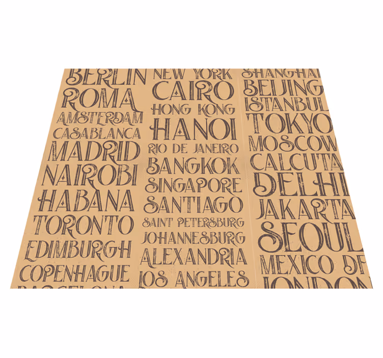 Alfombra vinílica con frase ciudades del mundo - TenVinilo