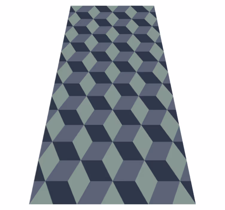 Alfombra vinílica vintage patrón cubo retro azul - TenVinilo