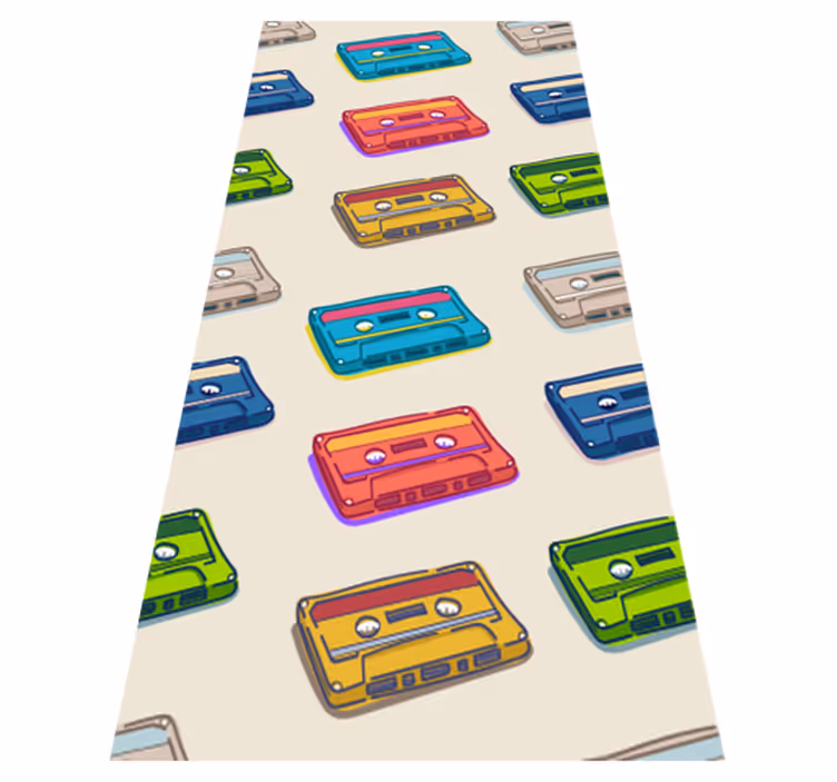 Alfombra vinílica vintage diseño de cintas retro - TenVinilo