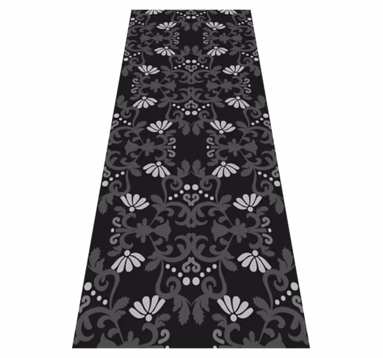 Alfombra vinílica vintage estilo damasco clásico negro - TenVinilo