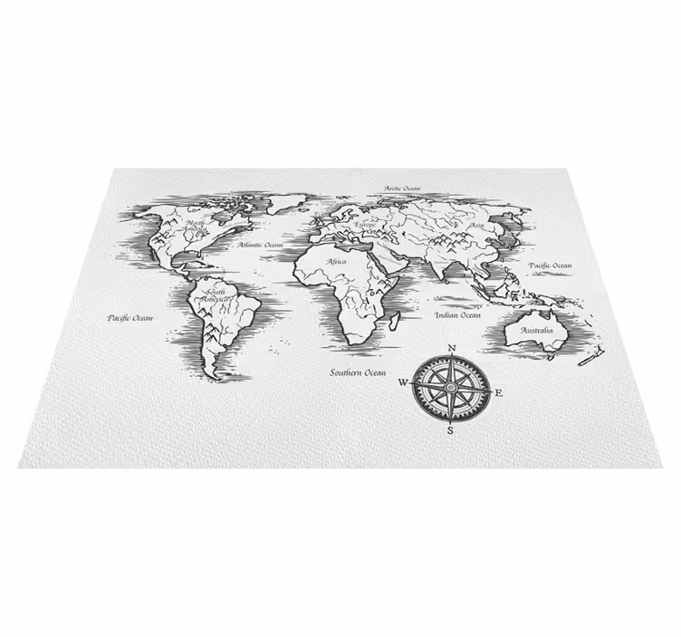 Alfombra vinílica mapamundi dibujo del mundo elegante - TenVinilo