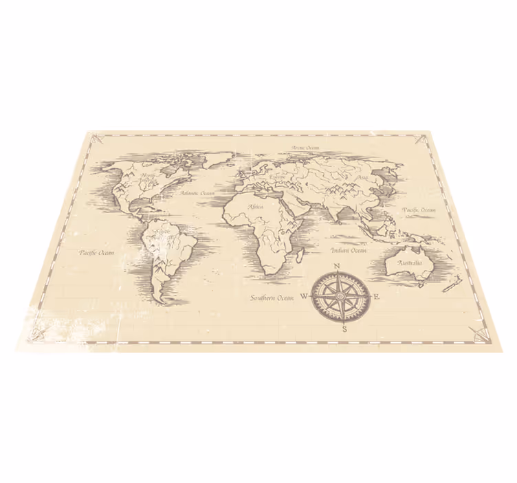Alfombra vinílica mapamundi mapa vintage - TenVinilo