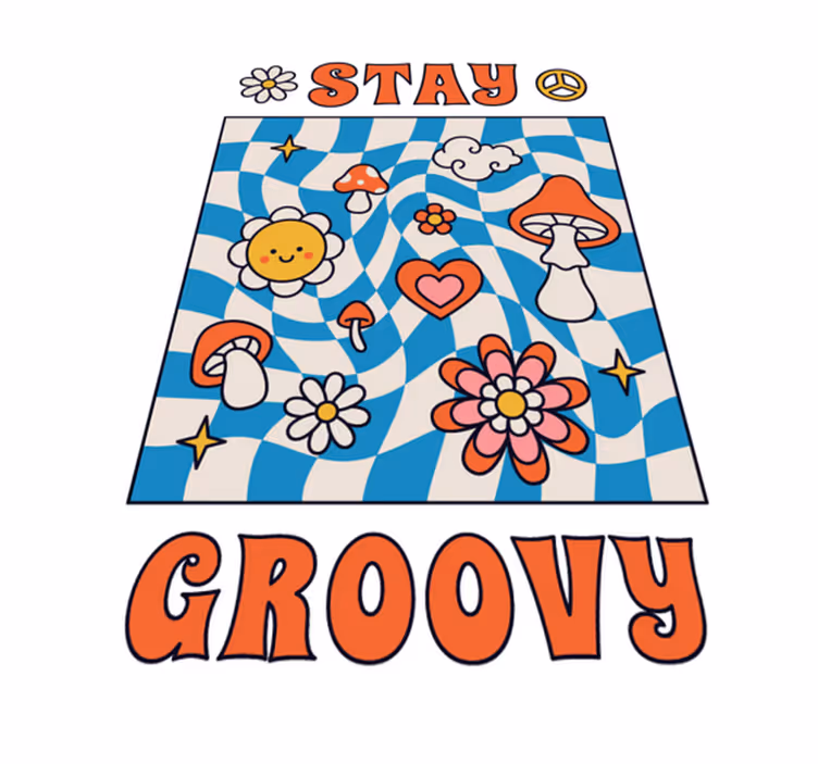Alfombra vinílica con frase quédate groovy - TenVinilo