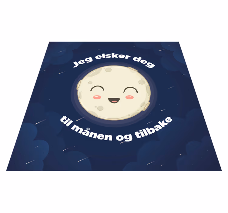 Alfombra vinílica con frase te amo hasta la luna - TenVinilo