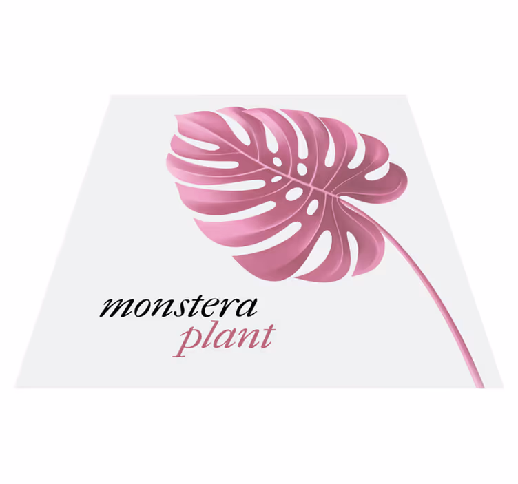 Alfombra vinílica con frase estilo monstera minimalista rosa - TenVinilo