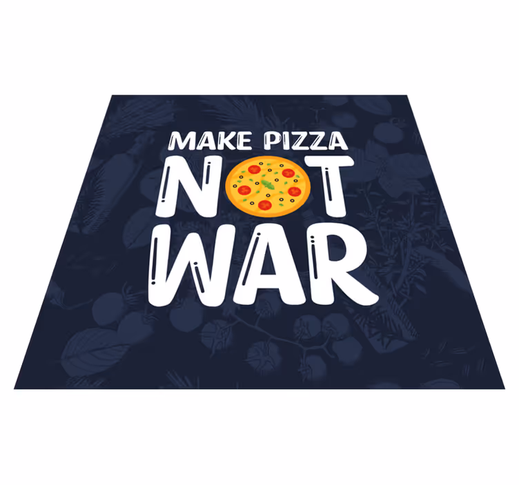 Alfombra vinílica con frase la diversión hace pizza - TenVinilo