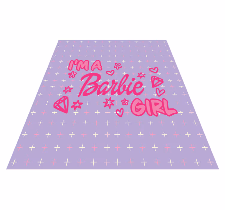 Alfombra vinílica con frase soy una chica barbie - TenVinilo