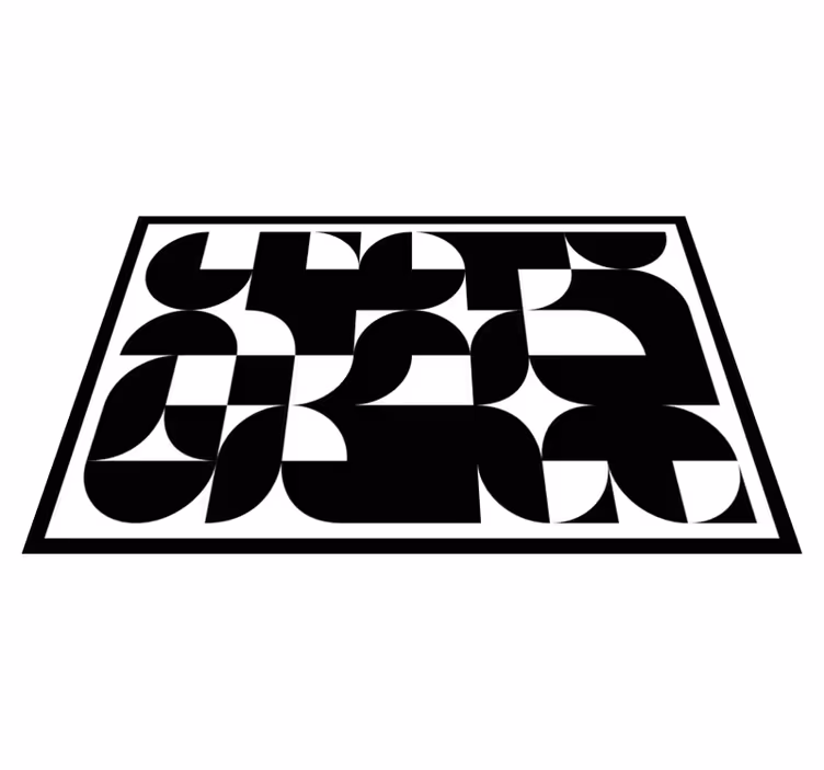 Alfombra vinílica geométrica patrón de arte círculos negros - TenVinilo