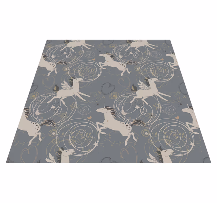 Alfombra vinílica infantil unicornios pegasus oscuros - TenVinilo