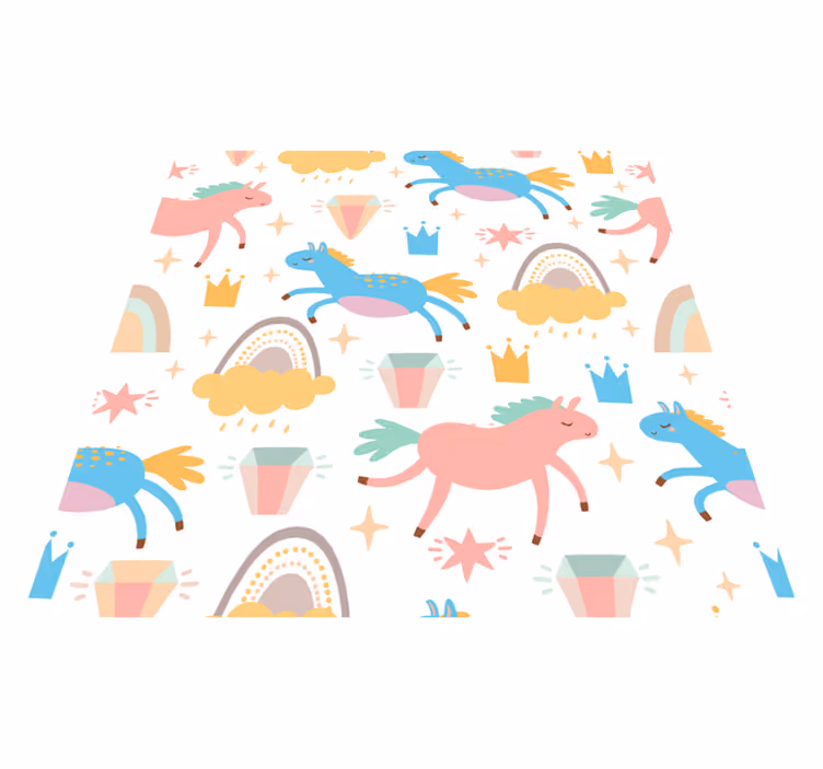 Alfombra vinílica infantil de unicornios y arcoíris - TenVinilo