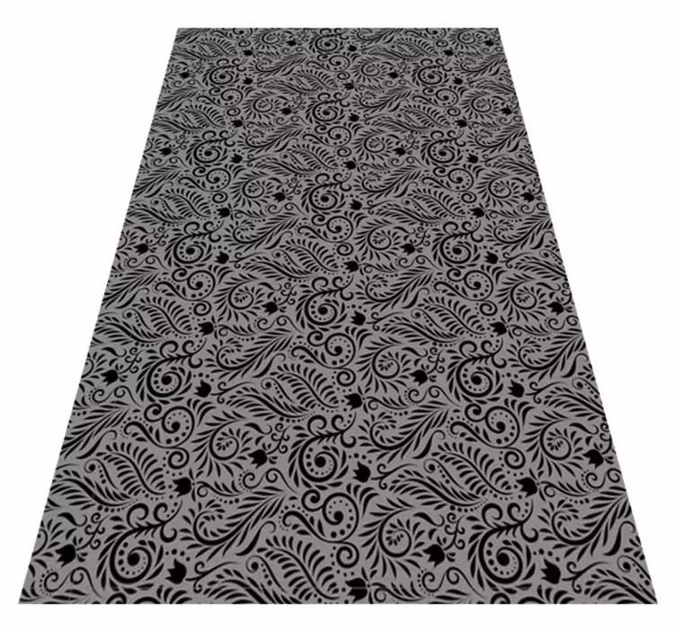 Alfombra vinílica gris con patrones de espirales elegantes - TenVinilo
