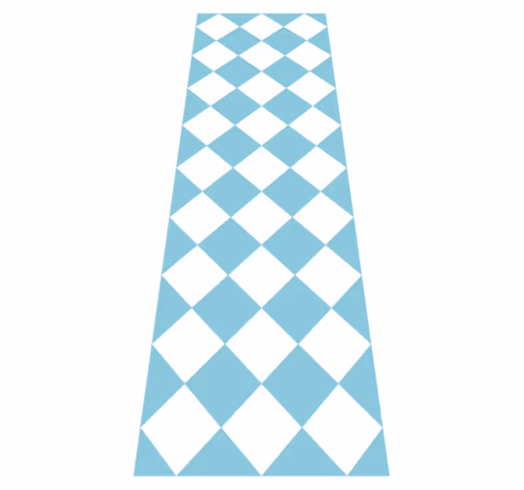 Alfombra vinílica pasillo diseño a cuadros azul y blanco - TenVinilo