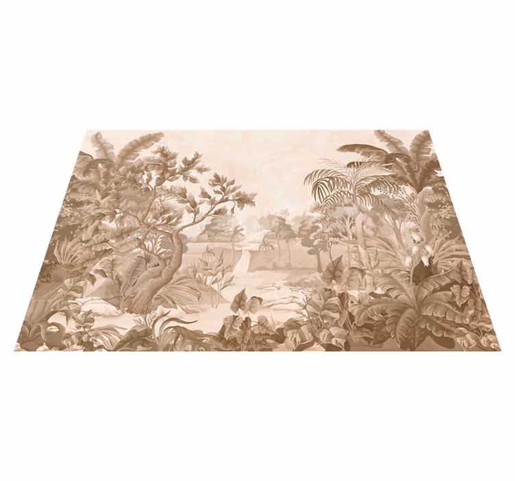 Alfombra vinílica beige vistas de una selva tropical - TenVinilo