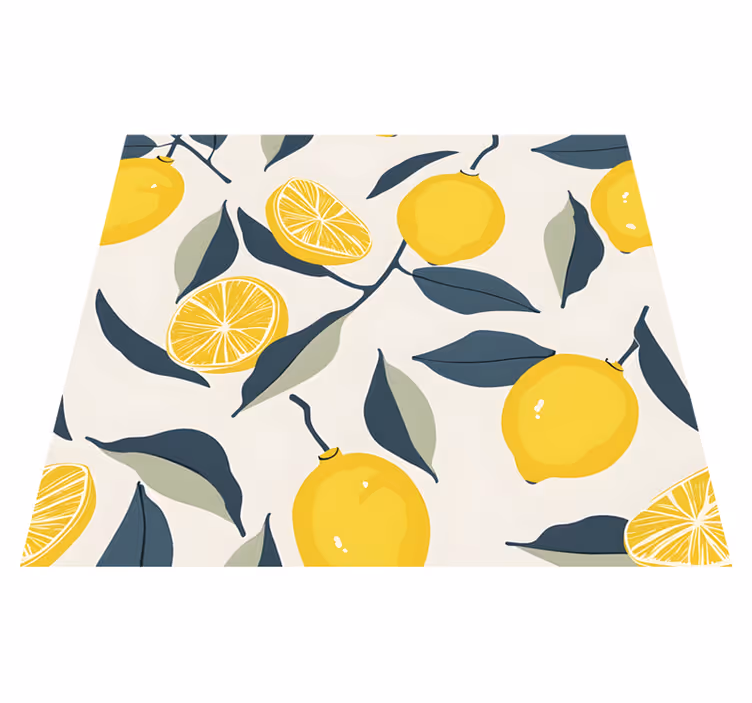 Alfombra vinílica amarilla diseño de limones - TenVinilo