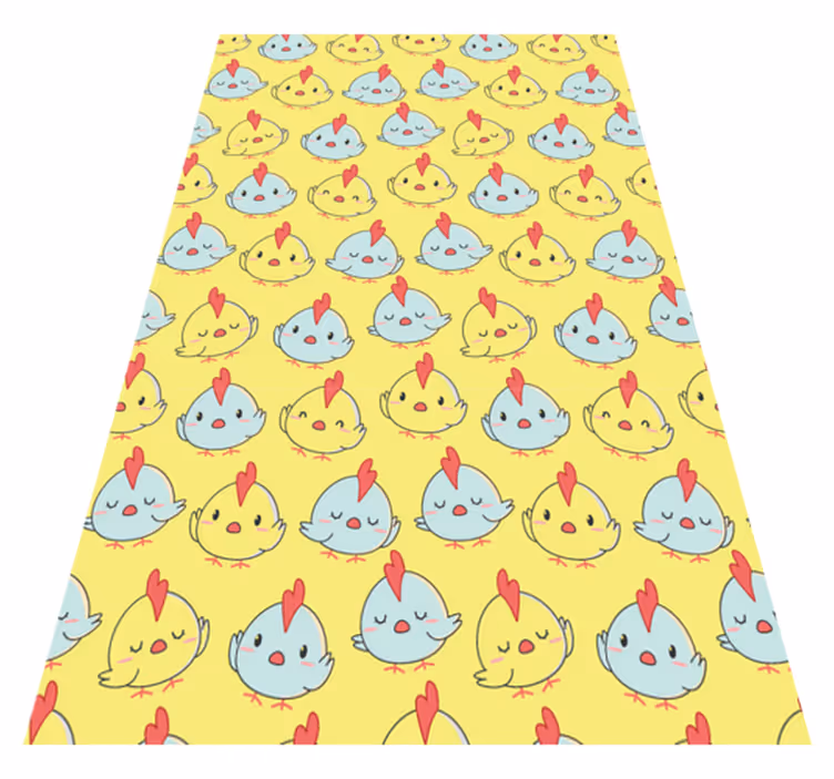 Alfombra vinílica amarilla con diseño de pollitos - TenVinilo