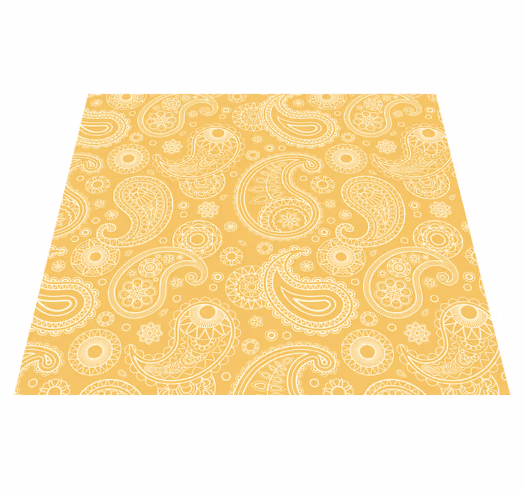 Alfombra vinílica amarilla paisley árabe - TenVinilo