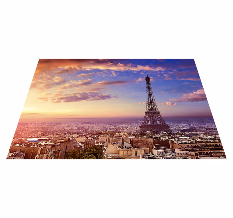Alfombra vinílica morada vista de parís - TenVinilo