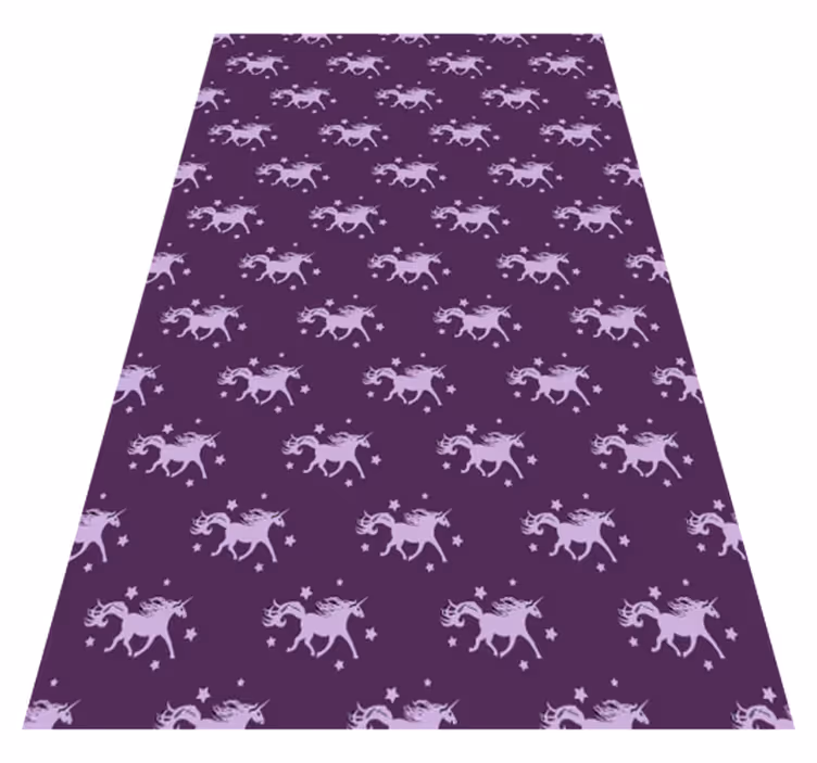 Alfombra vinílica morada unicornios simples con estrellas - TenVinilo