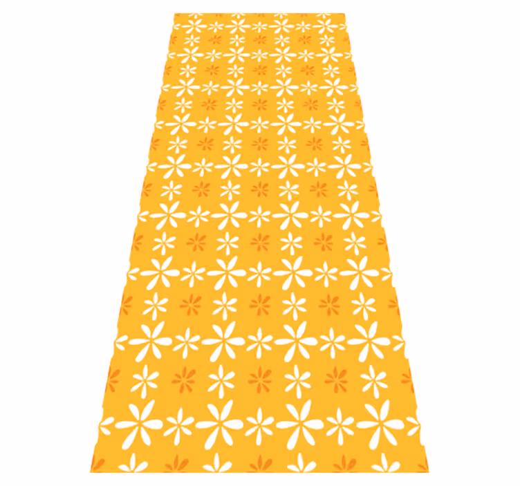 Alfombra vinílica naranja flores blancas pequeñas - TenVinilo