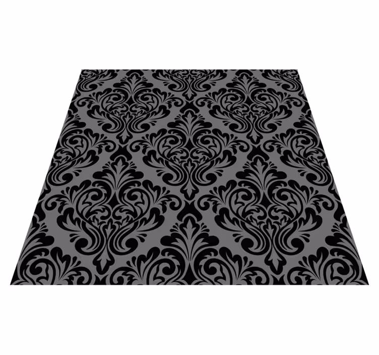 Alfombra vinílica negra damasco vintage - TenVinilo