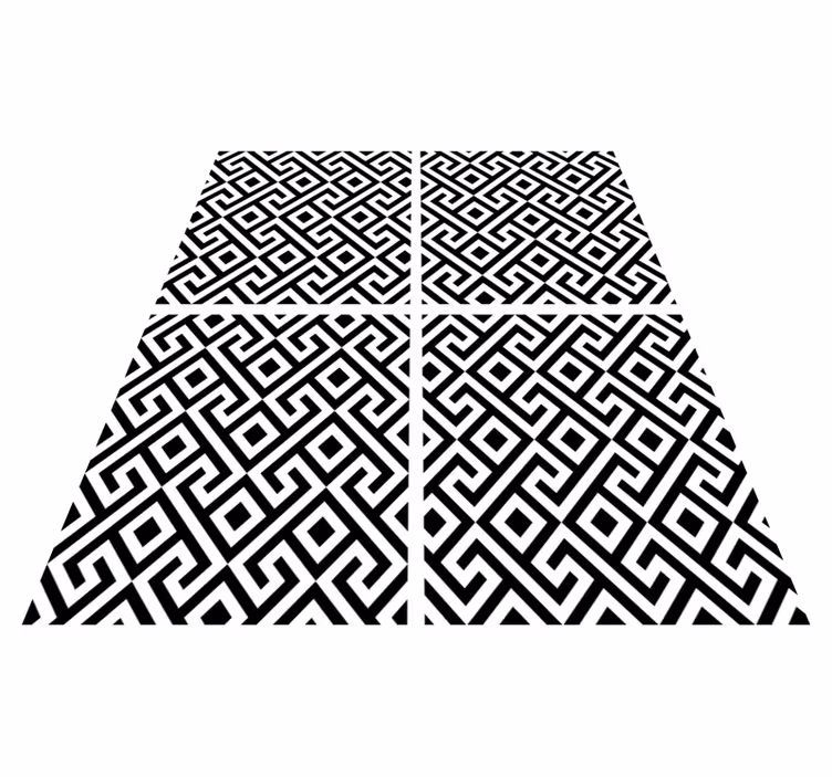Alfombra vinílica negra con patrón geométrico blanco y negro - TenVinilo